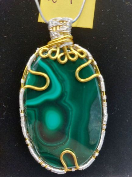 Pendentif Malachite 27 - Fils cuivre