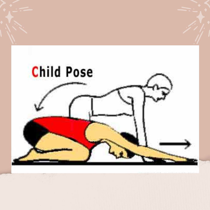 Dessin homme exercice Child pose pour détendre le dos, colonne vertébrale