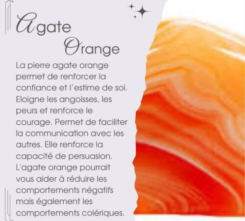 Petite agate orange — pierre pour la confiance en soi en lithothérapie à Lausanne avec Véronique Licini