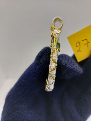 Création en fils de cuivre avec pierre naturelle malachite no 27 côté