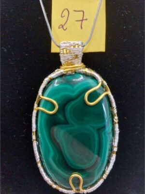Création en fils de cuivre avec pierre naturelle malachite numéro 27