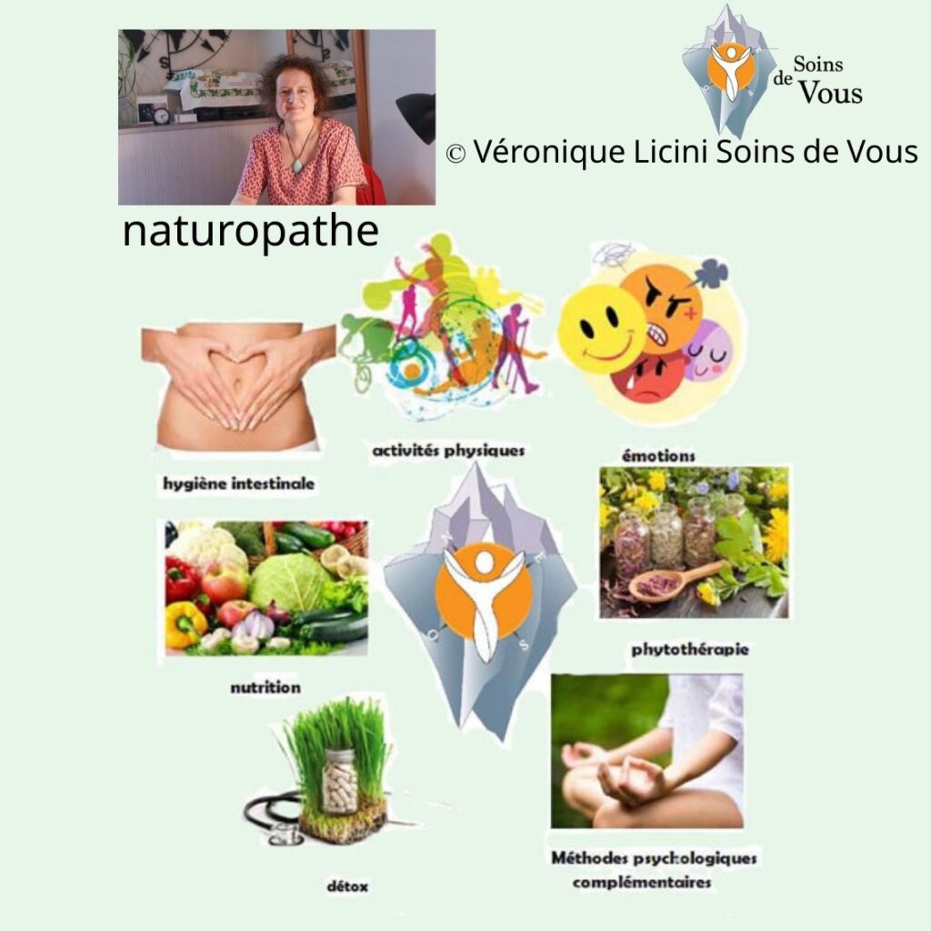 Illustration naturopathie Veronique Licini. Ventre, légumes, plantes, détox, émotions, activité physique.